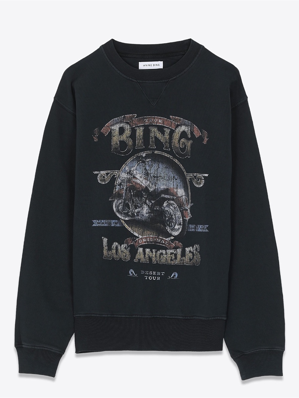 Anine Bing Ramona Biker Sweatshirt in Washed Black NWOT
